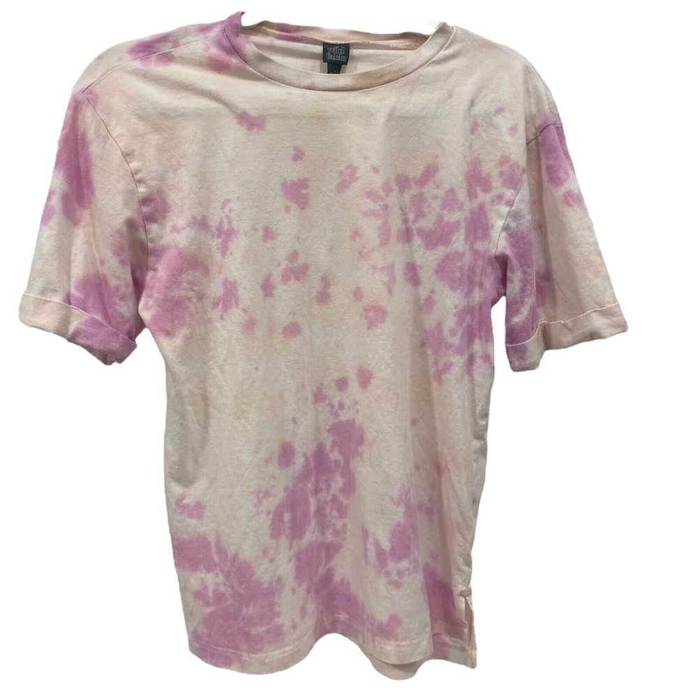 WILD FABLE Women's Pink Tie Dye 100% Cotton Crew Neck T-Shirt SMALL